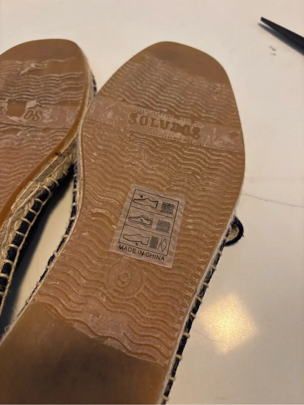 Soludos Black Canvas Slip-On Espadrilles with White Signature